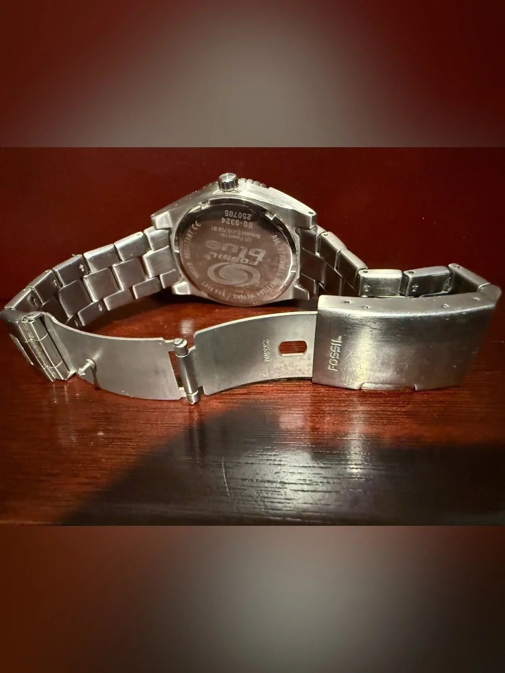 Fossil Men's Silver Watch with Blue Dial